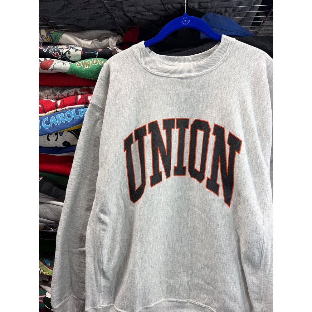 Vintage 90s Union Sweatshirt Mens XL Gray Reverse Weave Style Made in USA